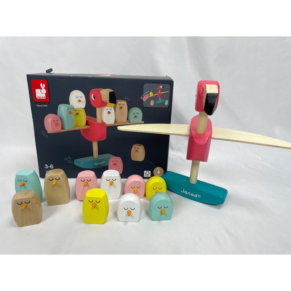 Janod Zigolos Balancing Game‎ Flamingo Bird Toy Wood Complete